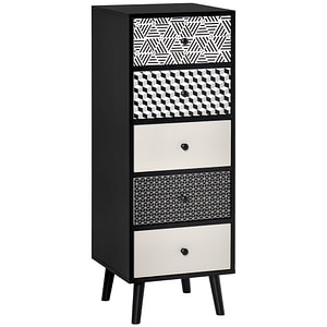 Mobila comoda cu 5 sertare mobilier modern pentru casa dimensiune HomCom, 39.5x39.5x110cm, mdf, Negru