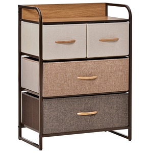 Comoda cu 4 sertare pliabile si raft pentru camera de zi si dormitor HomCom, 58x29x78.5cm, mdf, multicolor