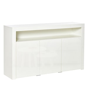 Bufet modern cu 3 usi cu lumini led colorate si telecomanda HomCom, 155x40x92cm, pAl, Alb
