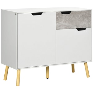 Dulap modern pentru depozitare decorativ cu sertar 2 usi pentru dormitor sau living HomCom, 98cm x 39cm x 81.5cm, pAl, Alb