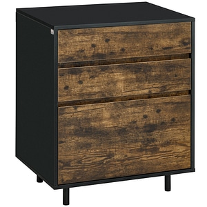 Comoda cu 3 sertare in stil rustic HomCom, 60cm x 45cm x 75cm, pAl, maro