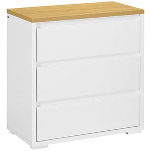 Comoda cu sertare cu 3 sertare pentru dormitor si camera de zi HomCom, 70W x 37d x 75Hcm, pAl, Alb