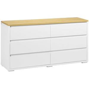 Comoda cu sertare cu 6 sertare pentru dormitor si camera de zi HomCom, 140W x 37d x 75Hcm, pAl, Alb