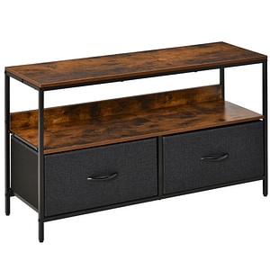 Comoda tv stil industrial HomCom, 98x29x56cm, mdf, maro