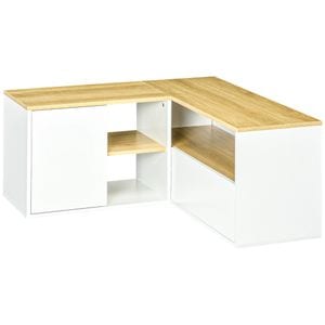 Dulap tv in forma de l pentru televizor rafturi deschise pentru living camera de zi dormitor HomCom, 90 cm x 90 cm x 45 cm, pAl, Alb