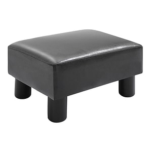 Taburet dreptunghiular captusit HomCom, 54x52.5x73-83cm, PU, Negru