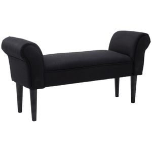 Banca de capat de pat cu cotiere rulate HomCom, 102x36x51 cm, Lemn/Textil, Negru