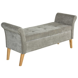 Banca de depozitare captusita HomCom, 136.5x45x62cm, Lemn, Gri