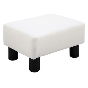 Taburet dreptunghiular captusit si imbracat HomCom, 40L x 30P x 24A cm, PL, Alb