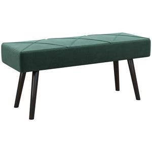 Banca pentru capatul patului cu efect de catifea HomCom, 100x36x45 cm, Otel, Verde