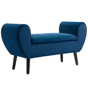 Banca depozitare capitonata pentru dormitor si hol cu cotiere HomCom, 118cmx42cmx66cm, PL, Albastru
