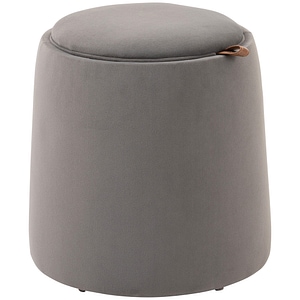 Banca otomana rotunda cu tava superioara cu atingere catifea cu depozitare pentru sufragerie sau dormitor HomCom, 44cmx47.5cm, PL, Gri