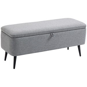 Banca de depozitare cu efect de catifea HomCom, 101x38.5x44.5cm, PL, Gri