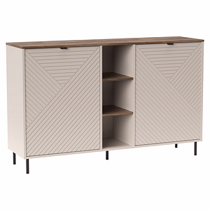 Comoda ultramoderna, culoare casmir/stejar castello, din PAL, MDF si canturi ABS, doua usi, polite,  living, dormitor, 153, 4x40x95, 4 cm