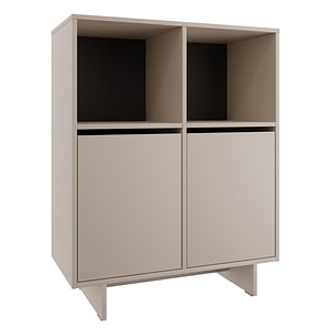 Comoda, culoare casmir, cu doua usi, spatiu deschis, cu polite, din PAL laminat, design modern, living, dormitor, 80x40x101, 5 cm