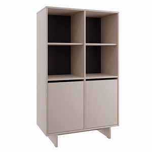Comoda, culoare casmir, bej, spatiu deschis de depozitare, doua usi, PAL laminat, design modern si elegant, living, dormitor, 80x40x134 cm