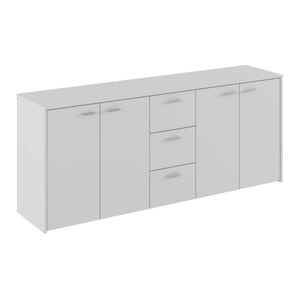 Comoda combinata, alba, cu 4 usi si 3 sertare, din PAL melaminat, dormitor, living, hol, 180x42x74, 5 cm