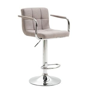 Scaun bar DacEnergy, structura din metal cromat, sezut si spatar din material textil, cu brate, inaltime reglabila, 53x46x87.5-108.5 cm, gri taupe
