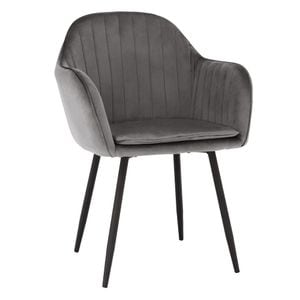 Scaun bucatarie / living DacEnergy, realizat din metal negru si tapitat cu material textil gri, cu zona sezutului moale, detasabila, 56 x 82 x 55 cm