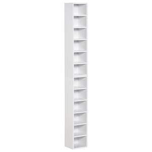 Biblioteca raft pentru CD Set din 2 Piese cu 12 rafturi HomCom, 21x19.2x88.3cm, MDF/PAL, Alb