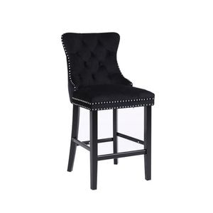 Scaun Bar KJC10177, 61 x 51 x 105 cm, Stofa Neagra, cu Picioare Negre