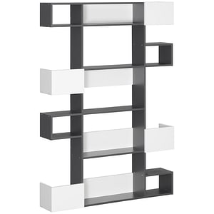 Biblioteca moderna cu 5 niveluri pentru camera de zi HomCom, 120cmx20cmx171cm,PAL, Gri