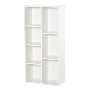Biblioteca stil vintage cubica cu 7 suporturi diferite pentru casa si birou HomCom, 50x24x106 cm, MDF, Alb