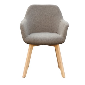 Scaun bucatarie / living DacEnergy, structura din lemn cu finisaj fag, spatarul tapitat cu material textil maro, 56 x 60 x 82 cm