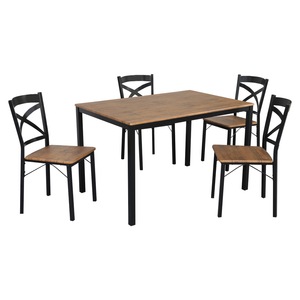 Set de sufragerie, MDF si metal, design elegant si modern, ideal pentru living, bucatarie, 120x80x75 cm, stejar inchis, negru