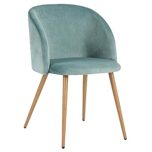 Scaun DacEnergy, tapitat cu material textil, spatar curbat, 4 picioare realizate din metal, in nuanta lemnului, 81x60x53.5 cm, aqua