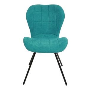 Scaun bucatarie, living DacEnergy, realizatat din stofa si otel cu finisaj negru, fix, 84x50x58 cm, forma rotunjita, turcoaz