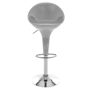 Scaun de bar DacEnergy, structura din otel cromat, sezut si spatar din plastic, reglabil pe inaltime, rotativ, 100 cm, argintiu