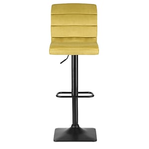 Scaun de bar cu spatar DacEnergy, din velur, suport pentru picior, reglabil pe inaltime, stabil, galben