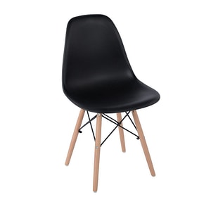 Scaun DacEnergy, fix, dimensiune 82.5x52x45.5 cm, structura din lemn natural si otel, sezutul si spatarul confectionate din plastic, culoare negru