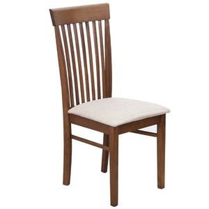 Scaun dining, culoare nuc, maro, din MDF, sezut moale, design elegant, ideal pentru living, bucatarie, 44x49x95 cm