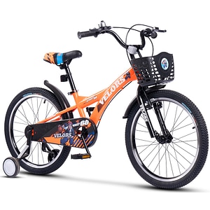 Bicicleta copii Kids BMX Rider JSX2001, 7-10 ani, roti 20", frane V-Brake fata, tambur spate, cauciucuri late tip MTB, roti ajutatoare, portocaliu