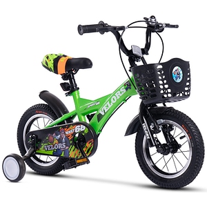 Bicicleta copii Kids BMX Speed JSX1401, 3-5 ani, roti 14", frane V-Brake fata, tambur spate, cauciucuri late tip MTB, roti ajutatoare, verde
