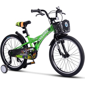 Bicicleta copii Kids BMX Rider JSX2001, 7-10 ani, roti 20", frane V-Brake fata, tambur spate, cauciucuri late tip MTB, roti ajutatoare, verde