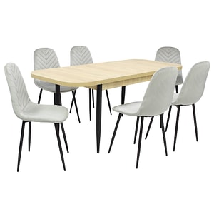 Set masa extensibila cu 6 scaune bucatarie Viena Stejar & Bya, Gri