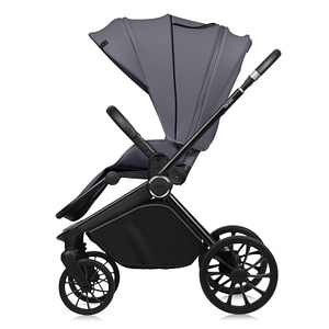 Carucior 4 in 1 Lionelo Mika Plus, Cu scoica auto Moxie Bej cu baza rotativa 360, Reversibil, Cu sistem de ventilatie 3D, Pana la 22 kg, EN1888-1 EN1888-2 EN1466 ECE R129, Gri