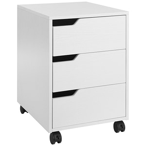 Dulapior de birou cu 3 sertare pe 4 rotile HomCom, 40x50x57.5 cm, MdF, Alb