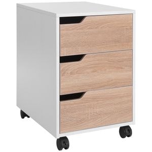Comoda cu 3 sertare si roti pentru birou HomCom, 40x50x57.5 cm, MdF, Alb