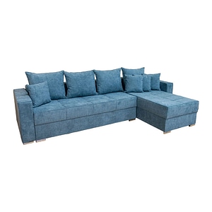 Coltar extensibil Claudia Mare XXL, Aragon 74, Spuma Memory, Lada de Depozitare, Interschimbabil, 310 x 175 x 75 cm, Stofa Albastru