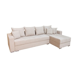 Coltar extensibil Claudia Mare XXL, Lemon 01, Spuma Memory, Lada de Depozitare, Interschimbabil, 310 x 175 x 75 cm, Stofa Bej