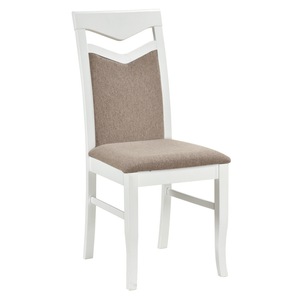Scaun elegant, culoare alb/ maro, din MDF, sezut moale din spuma, tapiterie, ideal pentru bucatarie, living, 44x54x96, 2 cm