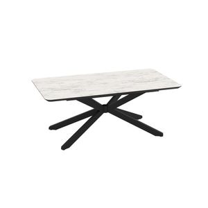  Masa Living Extensibila Mona 190+60, Marmo Super Matt, 190 x 103 x 76 cm, blat MDF Alb Marmorat, Picioare Negre