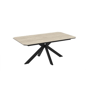 Masa Living Extensibila Opera 180, Travertyn, 180 x 100 x 76 cm, blat MDF Crem, Picioare Negre