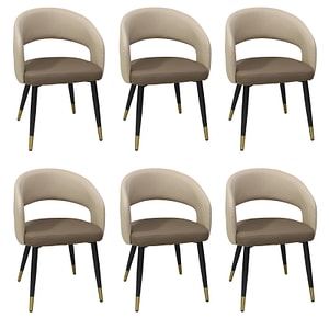 Set 6 scaune Monaco, piele ecologica, Maro-Crem