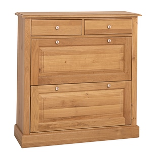 Pantofar cu 2 usi, 2 sertare, stejar, culoare natural P061, lacuit, 100% lemn masiv, 103x105x35 cm