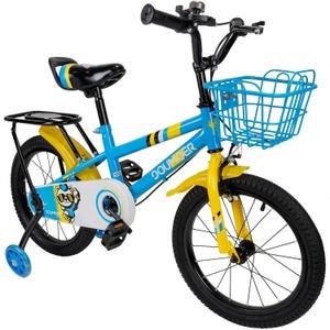 Bicicleta copii 5-7 ani cu roti ajutatoare Blue Arrow, 16 inch, blue galben